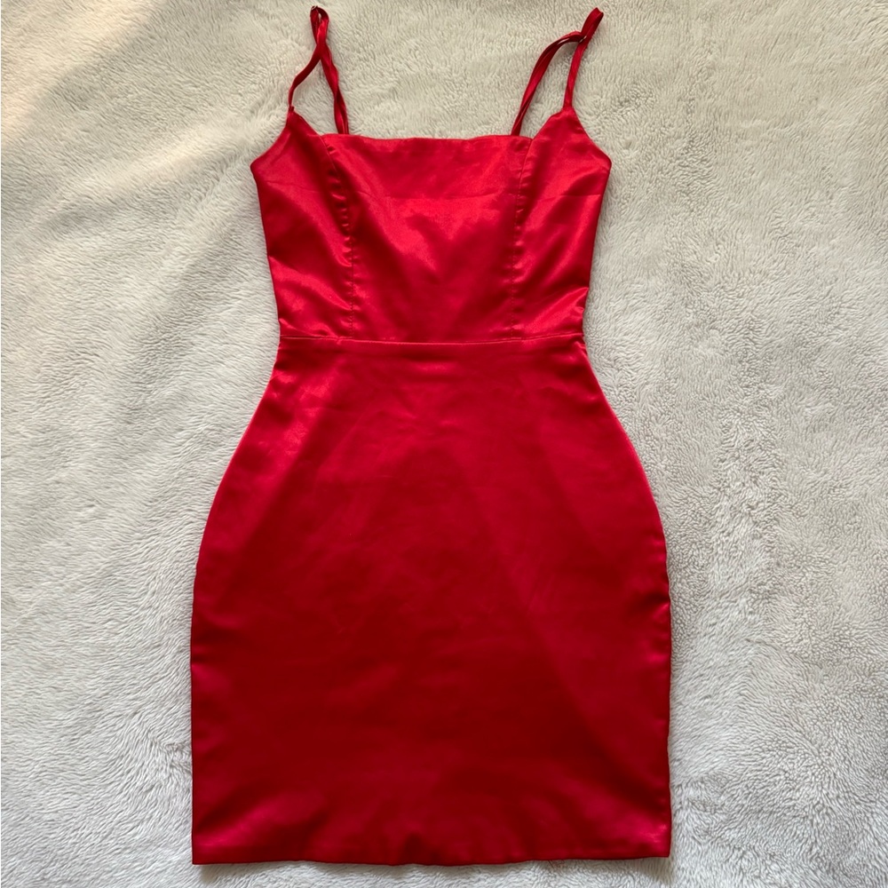 Oh polly red satin dress